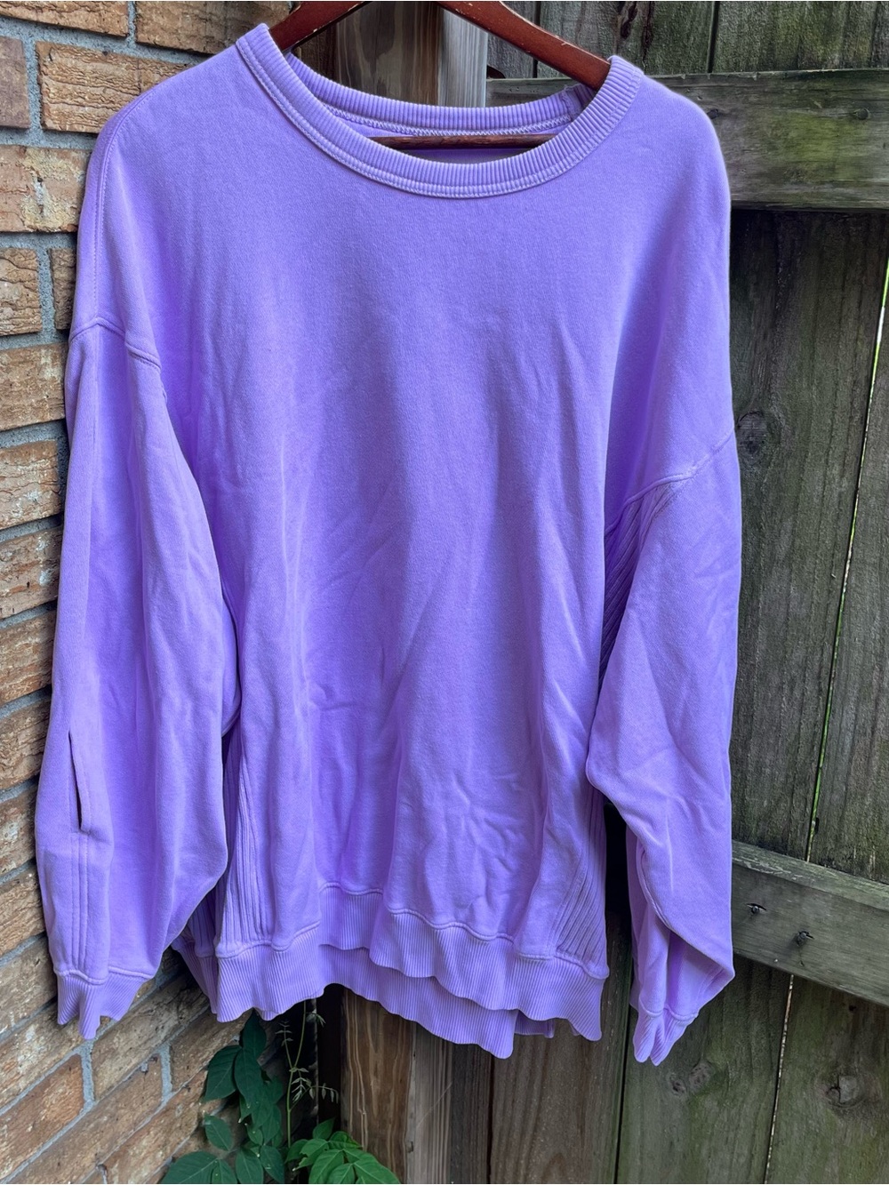 Aerie Oversized Arm Slit Bright Lavender Crewneck Sweatshirt